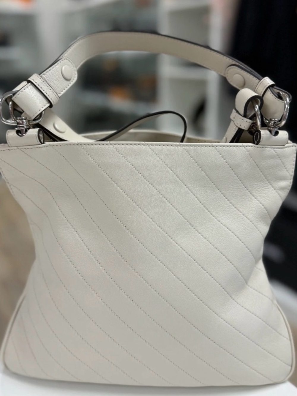 Gucci Small Blondie Handle Chain Bag White Leather - Picture 4 of 7